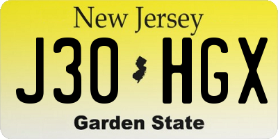 NJ license plate J30HGX