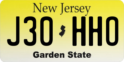 NJ license plate J30HHO