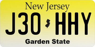 NJ license plate J30HHY
