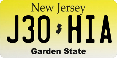 NJ license plate J30HIA