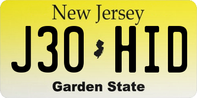 NJ license plate J30HID