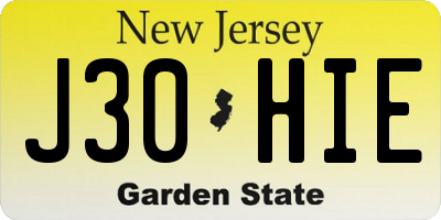 NJ license plate J30HIE