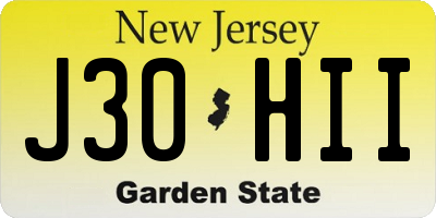 NJ license plate J30HII