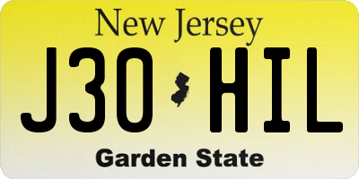 NJ license plate J30HIL