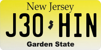 NJ license plate J30HIN