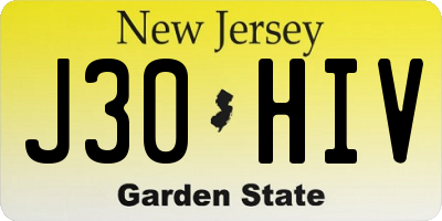 NJ license plate J30HIV