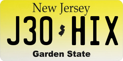 NJ license plate J30HIX