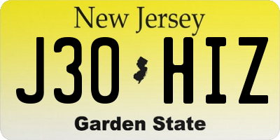 NJ license plate J30HIZ