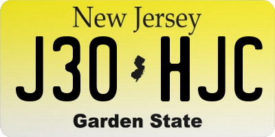 NJ license plate J30HJC