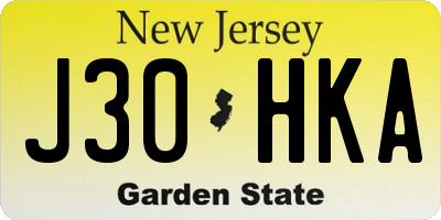 NJ license plate J30HKA