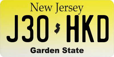 NJ license plate J30HKD