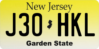 NJ license plate J30HKL