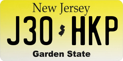 NJ license plate J30HKP