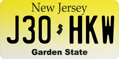 NJ license plate J30HKW