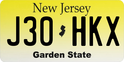 NJ license plate J30HKX