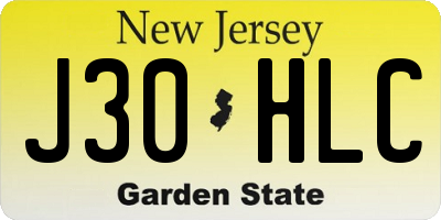 NJ license plate J30HLC