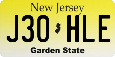 NJ license plate J30HLE