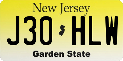NJ license plate J30HLW