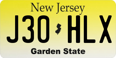 NJ license plate J30HLX