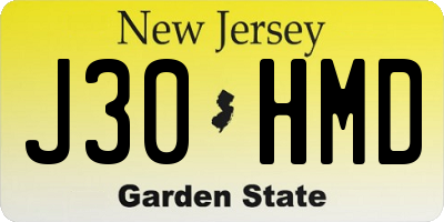 NJ license plate J30HMD