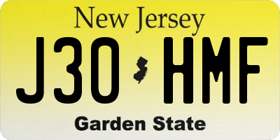 NJ license plate J30HMF