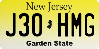 NJ license plate J30HMG