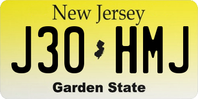 NJ license plate J30HMJ