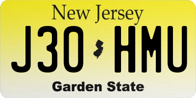 NJ license plate J30HMU