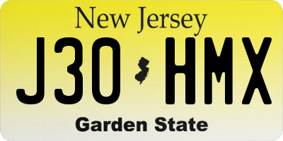 NJ license plate J30HMX