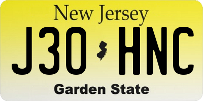 NJ license plate J30HNC