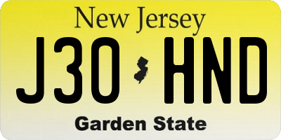 NJ license plate J30HND