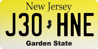 NJ license plate J30HNE