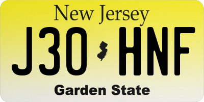 NJ license plate J30HNF
