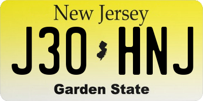 NJ license plate J30HNJ