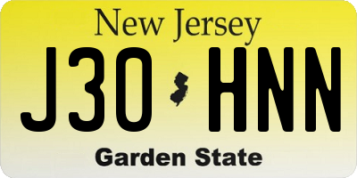 NJ license plate J30HNN