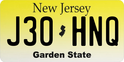 NJ license plate J30HNQ