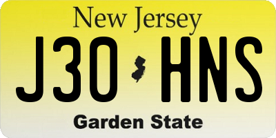 NJ license plate J30HNS