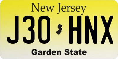 NJ license plate J30HNX