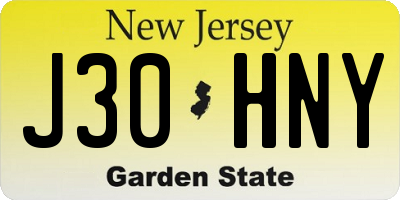 NJ license plate J30HNY