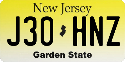 NJ license plate J30HNZ