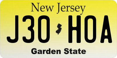 NJ license plate J30HOA