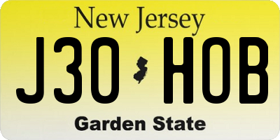 NJ license plate J30HOB