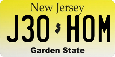 NJ license plate J30HOM