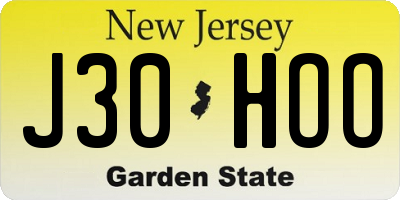 NJ license plate J30HOO