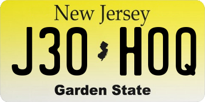 NJ license plate J30HOQ