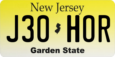 NJ license plate J30HOR