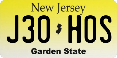 NJ license plate J30HOS