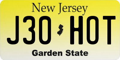 NJ license plate J30HOT