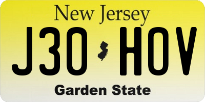 NJ license plate J30HOV