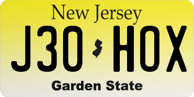 NJ license plate J30HOX